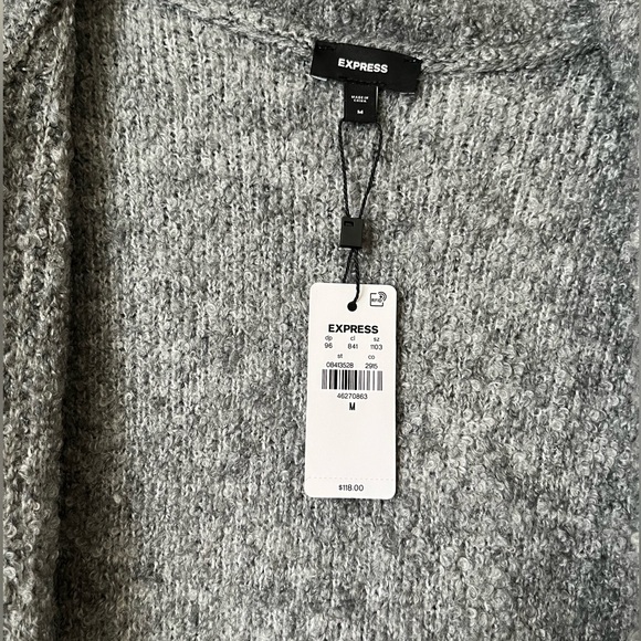 Express Boucle Oversized Collar Belted Duster Cardigan Size Medium - Picture 7 of 11